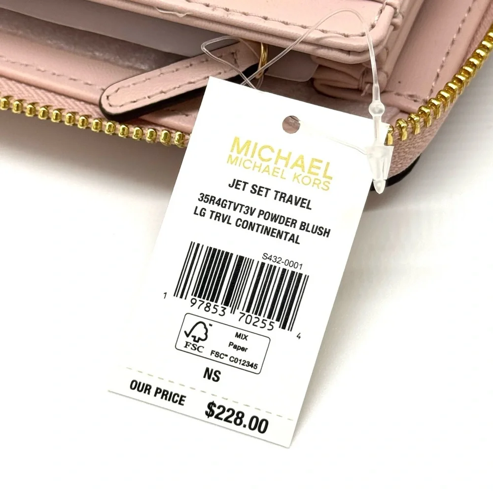 Michael Kors Large Continental Wallet Powder Blush Signature
